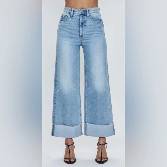 Pistola Lana Raw Hem Ankle Wide Leg Jeans Snowcat - Picture 1 of 12